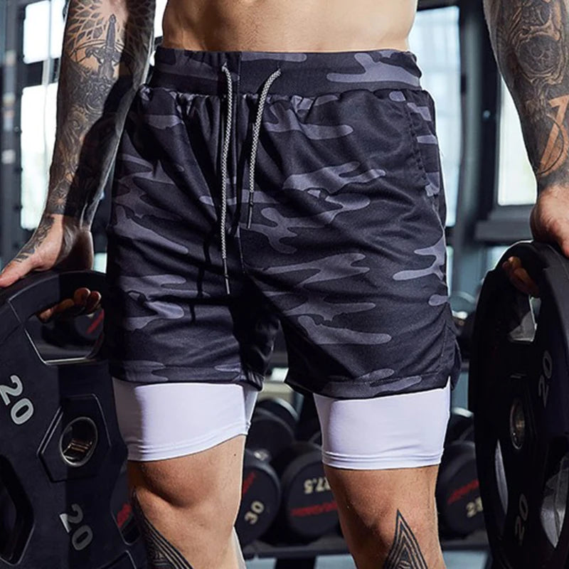 Men Double Layer Sport Shorts