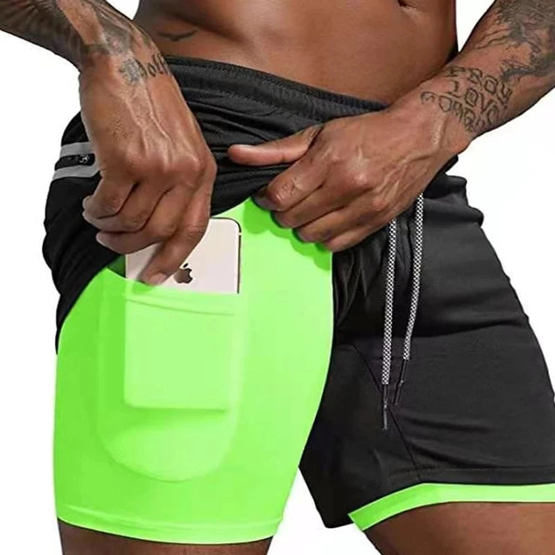 Men Double Layer Sport Shorts