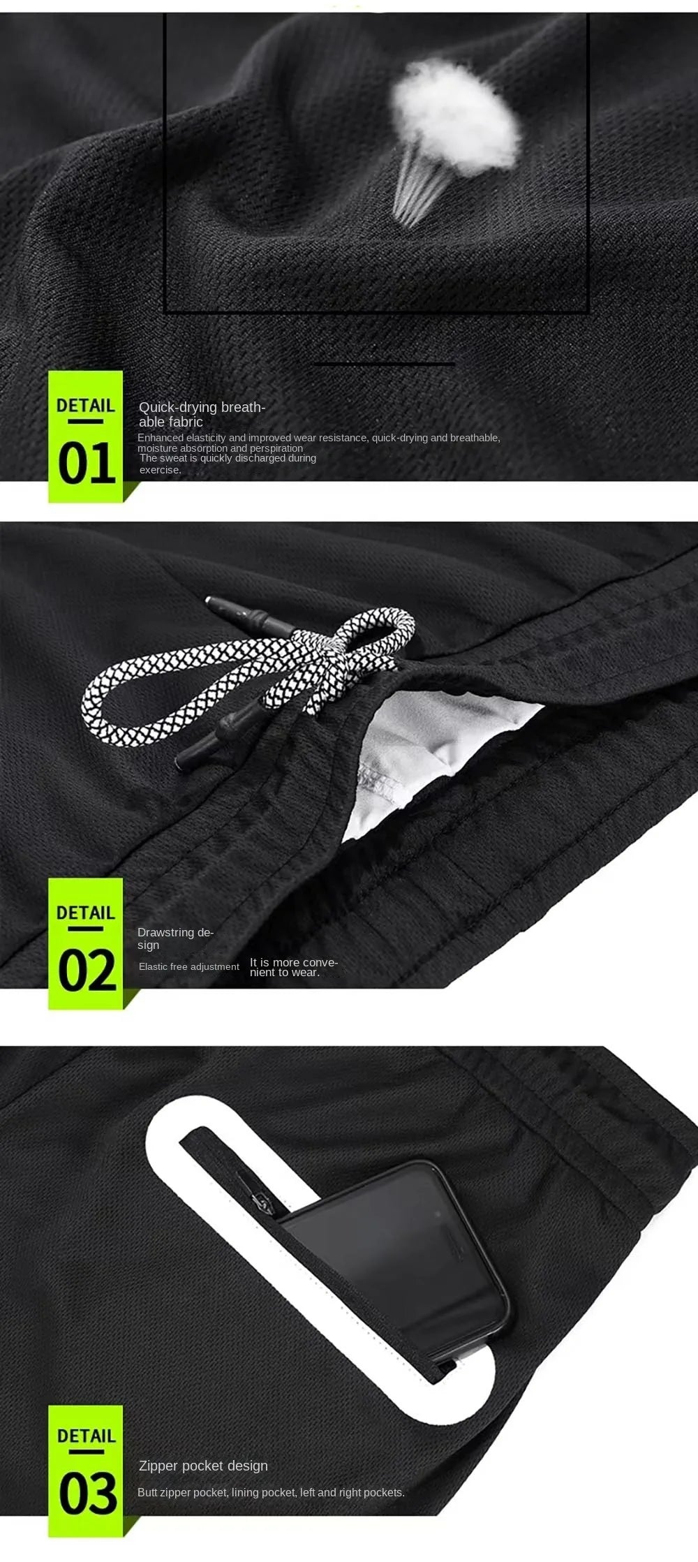 Men Double Layer Sport Shorts