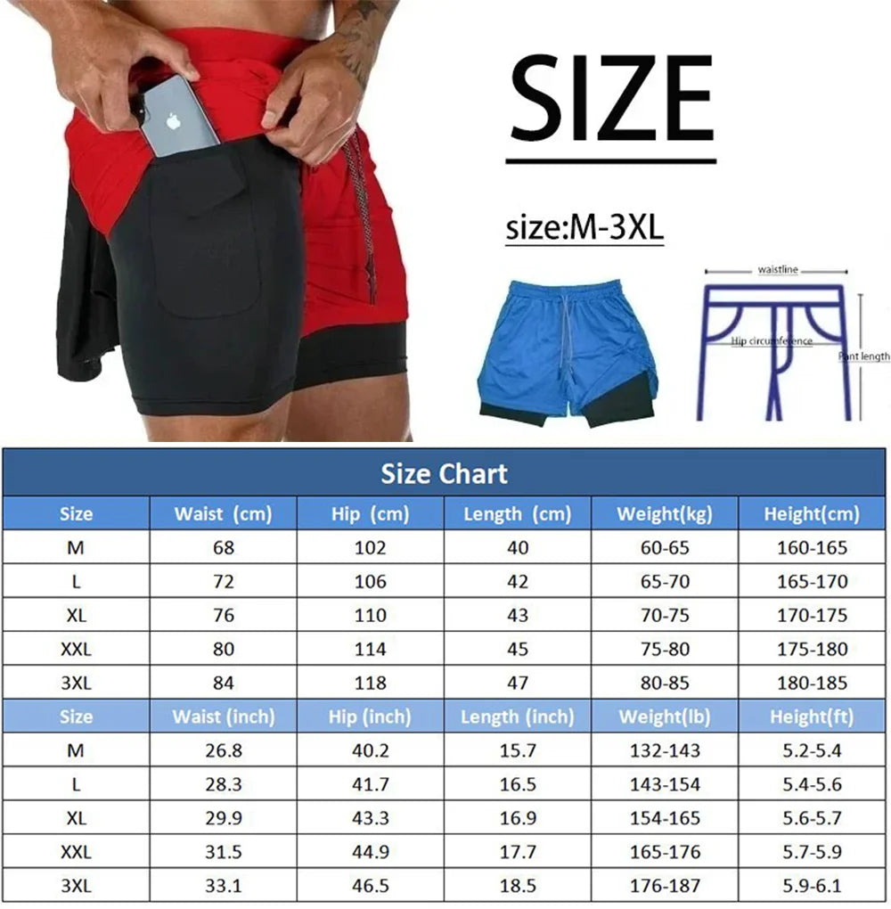 Men 2 In 1 Sport Shorts